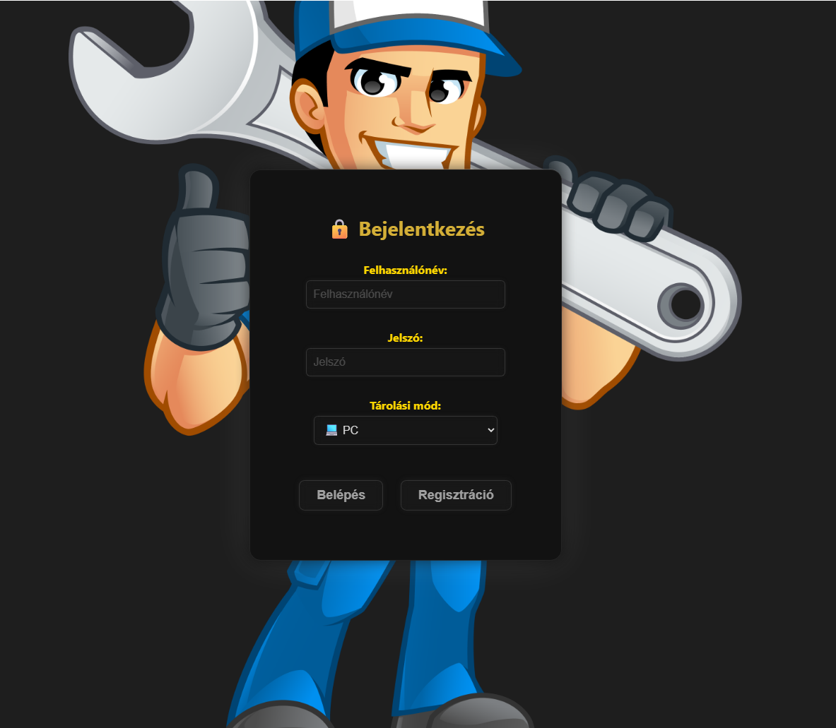 Bejelentkezési felület